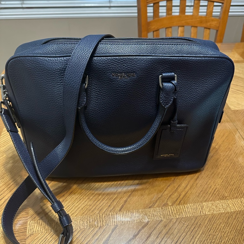 Michael Kors Dark Blue Leather Briefcase - Picture 3 of 6